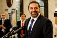 Lebanon's prime minister-designate Saad Hariri speaks at the presidential palace on May 24, 2018 after being tasked to form a new government