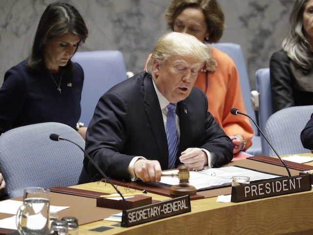 President Donald Trump chairs a United Nations Security Council meeting at the United Nations General Assembly, Wednesday, Sept. 26, 2018, at U.N. Headquarters.