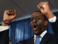 Andrew Gillum the Democratic candidate for Florida Governor speaks during a campaign rally at the International Union of Painters and Allied Trades on August 31, 2018 in Orlando, Florida. Mr. Gillum is facing off against his Republican challenger Rep. Ron DeSantis (R-FL) in the November 6th election. (Photo by Joe …