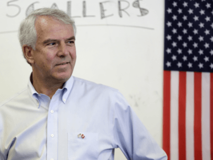 Bob Hugin, a Republican candidate running in in next week's New Jersey primary election for U.S. Senate, talks with constituents during the Monmouth GOP Super Saturday campaign drive, Saturday, June 2, 2018, in Colts Neck, N.J. (AP Photo/Julio Cortez)