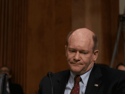 U.S. Chris Coons (D-DE) attends a Senate Foreign Relations Committee meeting April 23, 2018 on Capitol Hill in Washington, DC. The committee has approved to the nomination of CIA Director Mike Pompeo to be the next Secretary of State. Sen. Coons broke a deadlock and voted 'present' to avoid keeping …