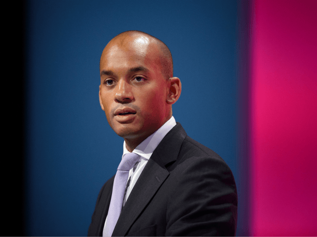 Britain's Shadow Business Secretary Chuka Umunna addresses delegates during the second day
