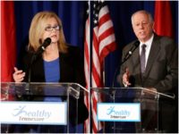 Combo-Marsha-Blackburn-Phil-Bredesen-Healthy-Tennessee-podium-ap Marsha Blackburn and her opponent for the Tennessee Senate, former Gov. Phil Bredesen.