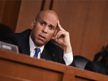 Sen. Corey Booker (D-NJ) speaks as US Supreme Court nominee Brett Kavanaugh attends the first day of his confirmation hearing in front of the US Senate on Capitol Hill in Washington DC, on September 4, 2018. - President Donald Trump's newest Supreme Court nominee Brett Kavanaugh is expected to face …