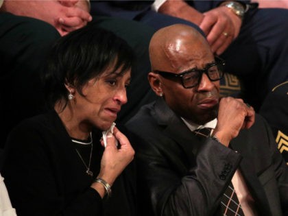 Evelyn Rodriguez and Freddy Cuevas, parents of children who were murdered by MS-13 watch as U.S. President Donald J. Trump delivers the State of the Union address in the chamber of the U.S. House of Representatives January 30, 2018 in Washington, DC. This is the first State of the Union …