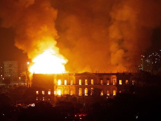 A massive fire engulfs the National Museum in Rio de Janeiro, one of Brazil's oldest,