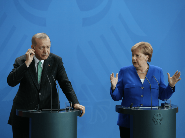 BERLIN, GERMANY - SEPTEMBER 28: Turkish President Recep Tayyip Erdogan and German Chancell