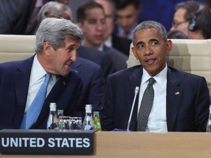 WARSAW, POLAND - JULY 08: U.S. President Barack Obama (R) and Secretary of State John Kerry attend the meeting of the North Atlantic Council at the Warsaw NATO Summit on July 8, 2016 in Warsaw, Poland. NATO member heads of state, foreign ministers and defense ministers are gathering for a …
