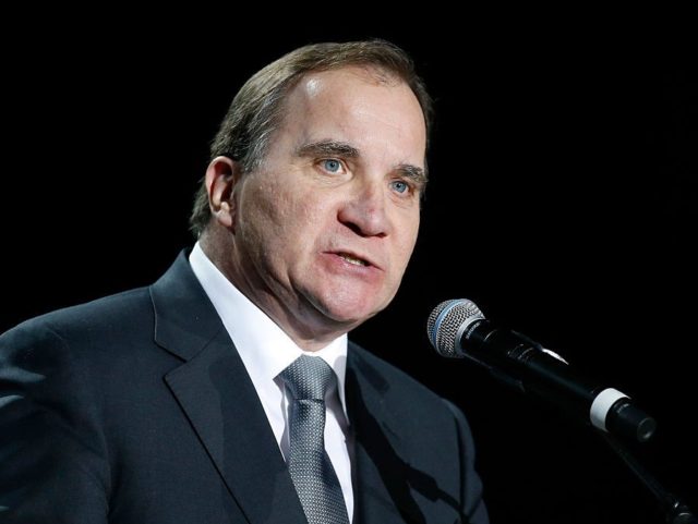 MALMO, SWEDEN - OCTOBER 31: Swedish Prime Minister Stefan Lofven gives a speech during the 'Together in Hope' event at Malmo Arena on October 31, 2016 in Malmo, Sweden. The Pope is on 2 days visit attending Catholic-Lutheran Commemoration in Lund and Malmo. (Photo by Michael Campanella/Getty Images)