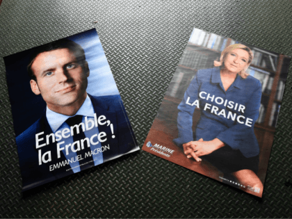 Electoral posters of French presidential election candidate for the En Marche ! movement E