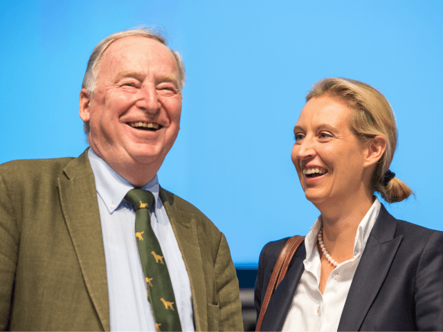 AUGSBURG, GERMANY - JUNE 30: Alexander Gauland and Alice Weidel of the right-wing Alternative for Germany (AfD) political party attend the AfD federal congress on June 30, 2018 in Augsburg, Germany. The AfD is Germany's third-ranked party and rose to power mainly be exploiting popular unease over the wave of …