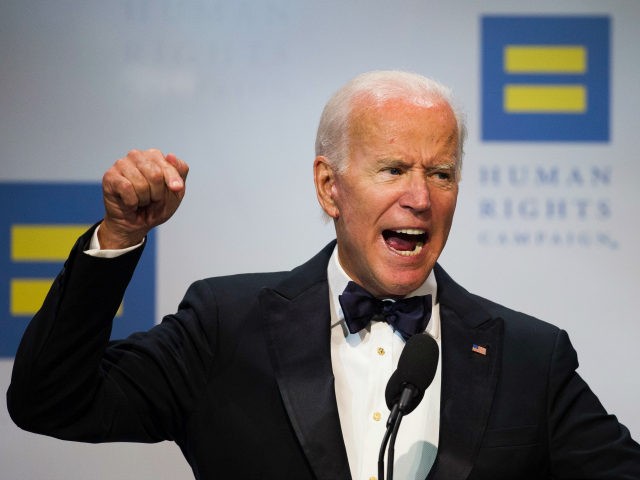 Former Vice President Joe Biden addresses the Human Rights Campaign National Dinner in Was
