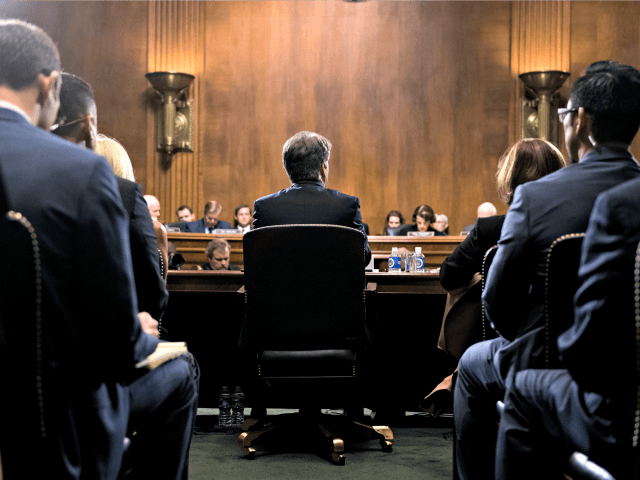 Supreme Court nominee Brett Kavanaugh testifies before the Senate Judiciary Committee on Capitol Hill in Washington, Thursday, Sept. 27, 2018.