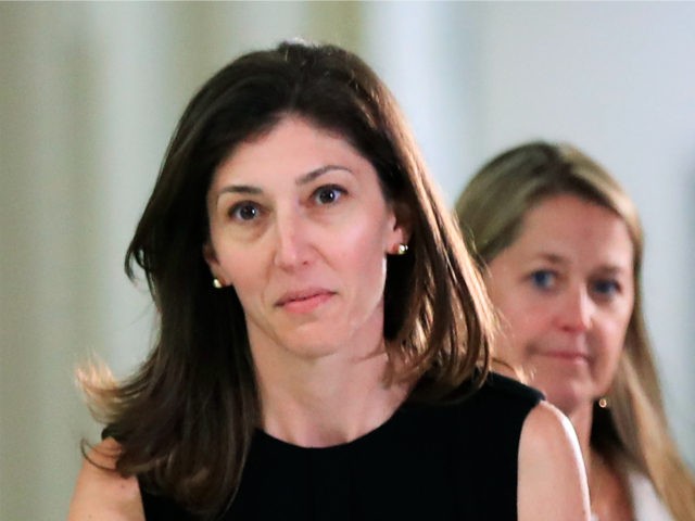 Former FBI lawyer Lisa Page leaves following an interview with lawmakers behind closed doo