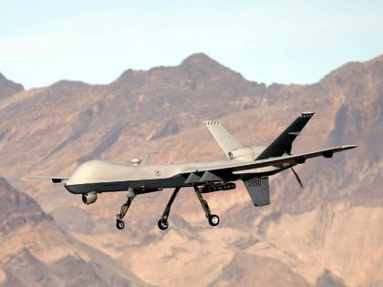 INDIAN SPRINGS, NV - NOVEMBER 17: (EDITORS NOTE: Image has been reviewed by the U.S. Military prior to transmission.) An MQ-9 Reaper remotely piloted aircraft (RPA) flies by during a training mission at Creech Air Force Base on November 17, 2015 in Indian Springs, Nevada. The Pentagon has plans to …
