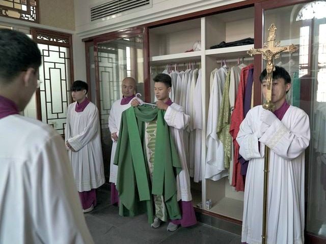 Preparations before a Mass in Anyang, in the province of Henan, China, last month