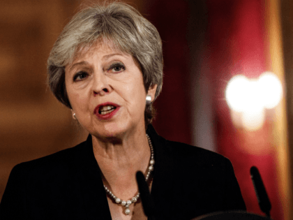 Britain's Prime Minister Theresa May makes a statement on the Brexit negotiations following a European Union summit in Salzburg, at no 10 Downing Street, central London on September 21, 2018. - British Prime Minister Theresa May said Friday the European Union's abrupt dismissal of her Brexit plan was not acceptable, …