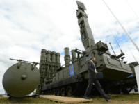S-300 A 9A83ME launcher unit of the S-300VM 'Antey-2500' (NATO reporting name SA-23 Gladiator\Giant), Russian-made anti-ballistic missile system, is displayed during the MAKS-2013, the International Aviation and Space Show, in Zhukovsky, outside Moscow, on August 27, 2013. AFP PHOTO / KIRILL KUDRYAVTSEV (Photo credit should read KIRILL KUDRYAVTSEV/AFP/Getty Images)