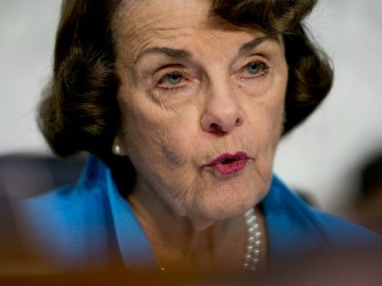 Sen. Dianne Feinstein, D-Calif., the ranking member on the Senate Judiciary Committee, questions President Donald Trump's Supreme Court nominee, Brett Kavanaugh, a federal appeals court judge, as he testifies before the Senate Judiciary Committee on Capitol Hill in Washington, Wednesday, Sept. 5, 2018, for the second day of his confirmation …