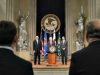 Sessions, 911 Vigil WASHINGTON, DC - SEPTEMBER 11: U.S. Attorney General Jeff Session delivers remarks during a remembrance vigil for the victims of the 9/11 attacks with Deputy Attorney General Rod Rosenstein and Acting Associate Attorney General Jesse Panuccio in the Great Hall at the Robert F. Kennedy Department of Justice Building September …
