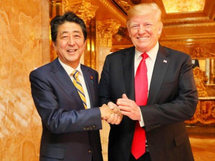 Prime Minister Shinzo Abe of Japan, visiting New York on the occasion of the United Nations General Assembly meeting, told reporters on Sunday that his dinner with U.S. President Donald Trump that night was “very constructive” and ranged from sharing opinions about North Korea to securing mutually beneficial trade agreements.