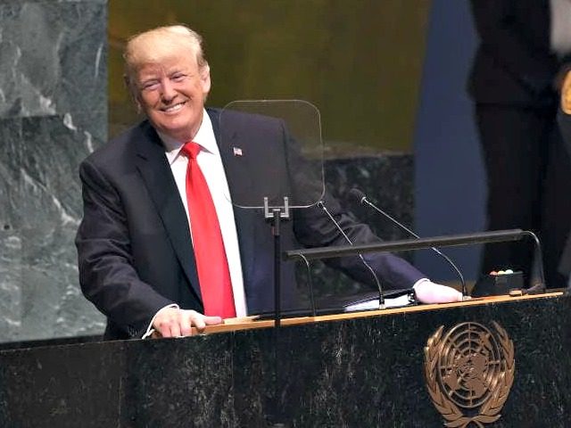 US President Donald Trump smiled after the audience laughed at him.