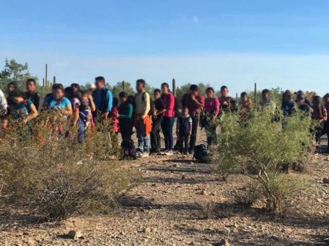 Ajo Station Border Patrol agents arrest a group of 163 migrants near Lukeville, Arizona. (