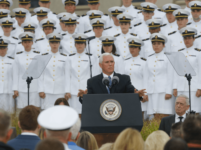 Vice President Mike Pence, center, speaks during the September 11th Pentagon Memorial Obse