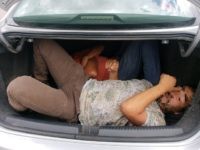 WCX Trunk Load Two illegal aliens from Mexico locked in trunk in Southern Arizona heat during human smuggling attempt. (Photo: U.S. Border Patrol/Tucson Sector)