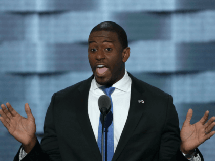 Tallahassee Mayor Andrew Gillum (D-FL) delivers remarks on the third day of the Democratic