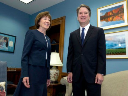 Sen. Susan Collins, R-Maine, meets with Supreme Court nominee Judge Brett Kavanaugh at her