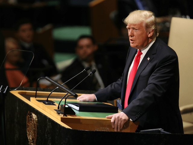 President Donald Trump addresses the 73rd United Nations (U.N.) General Assembly on Septem