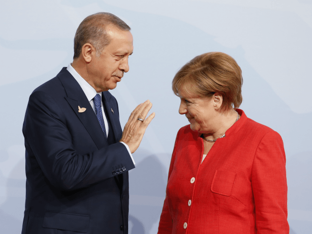 German Chancellor Angela Merkel officially welcomes Turkey's President Recep Erdogan to the opening day of the G20 summit on July 7, 2017 in Hamburg, Germany. Leaders of the G20 group of nations are meeting for the July 7-8 summit. Topics high on the agenda for the summit include climate policy …