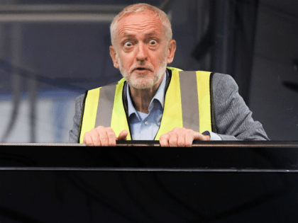 FALKIRK, SCOTLAND - AUGUST 20: Labour leader Jeremy Corbyn and Scottish Labour Leader Richard Leonard campaign on Labour's 'Build it in Britain' policy at Alexander Dennis bus manufacturers on August 20, 2018 in Falkirk,Scotland. The Labour leader will spend the next four days in Scotland in an attempt to revitalize …