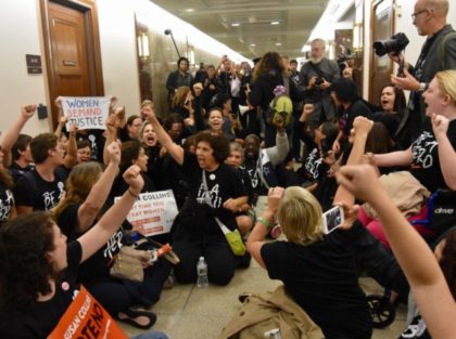 Hundreds of protesters who claim Supreme Court nominee Brett Kavanaugh is a sexual predator gathered at the Hart Senate Office Building on Monday chanting that they believe his accuser, Christine Blasey Ford, who has alleged he groped her at a high school party decades ago.
