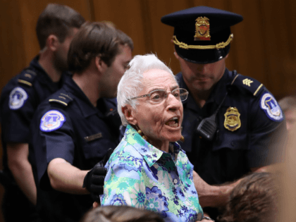 A protester disrupts the second day of the confirmation hearing for Supreme Court nominee