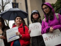 NEW YORK, NY - APRIL 19: A small group of student activists from Pace University hold a rally against sexual violence after walking out of their classes on the campus of Pace University, April 19, 2018 in New York City. The action was organized by the student group 'PaceUEndRape,' which …