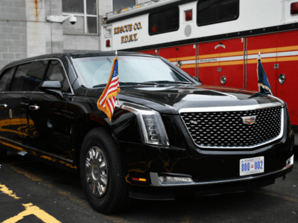 The presidential limousine is seen before the arrival of US President Donald Trump on lower Manhattan in New York on September 23, 2018. - Trump is in New York for the UN General Assembly. (Photo by MANDEL NGAN / AFP) (Photo credit should read MANDEL NGAN/AFP/Getty Images)