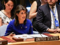 nikki-haley-un-aug-18-getty United States ambassador to the UN Nikki Haley speaks during a United Nations Security Council meeting on the situation in Myanmar at UN Headquarters in New York on August 28, 2018. (Photo by DOMINICK REUTER / AFP) (Photo credit should read DOMINICK REUTER/AFP/Getty Images)