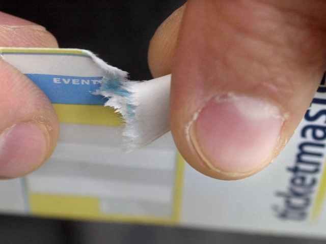 a Ticketmaster ticket being ripped