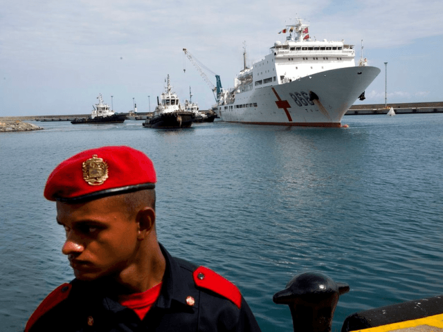 Chinese navy hospital ship "The Peace Ark" arrives at the port in la Guaira, Venezuela on