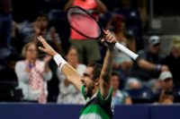 Late night, early morning special: Marin Cilic celebrates after defeating Alex de Minaur