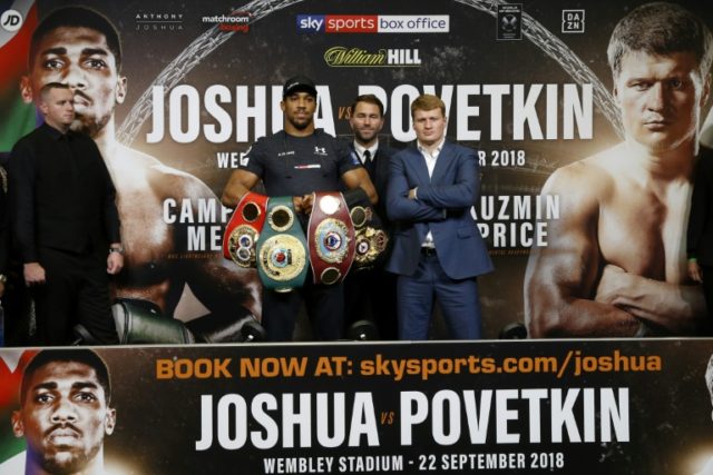 Joshua heavier than Povetkin at title weigh-in