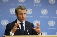 French President Emmanuel Macron said that Iranian sales would bring down the prices of oil -- a professed concern of US President Donald Trump
