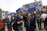 As she leads the annual Tory party conference, Theresa May is under pressure from both Brexit hardliners and from those wanting to remain in the EU who were rallying in Birmingham outside the venue