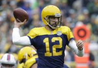 The Latest: Aaron Rodgers throws 1st INT of season