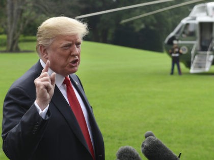 President Donald Trump speaks to reporters on the South Lawn of the White House in Washing