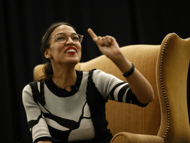 New York congressional candidate Alexandria Ocasio-Cortez participates in a a town hall he