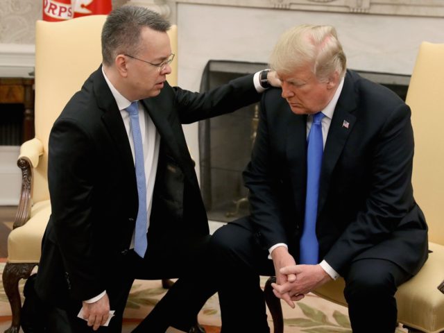 Andrew Brunson prays for Trump (Mark Wilson / Getty)