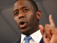 Andrew Gillum the Democratic candidate for Florida Governor speaks during a campaign rally at the International Union of Painters and Allied Trades on August 31, 2018 in Orlando, Florida. Mr. Gillum is facing off against his Republican challenger Rep. Ron DeSantis (R-FL) in the November 6th election. (Photo by Joe …